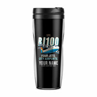 Thumbnail for Avro RJ100 - Cartoon + Name - Plastic (No Holder) - Black