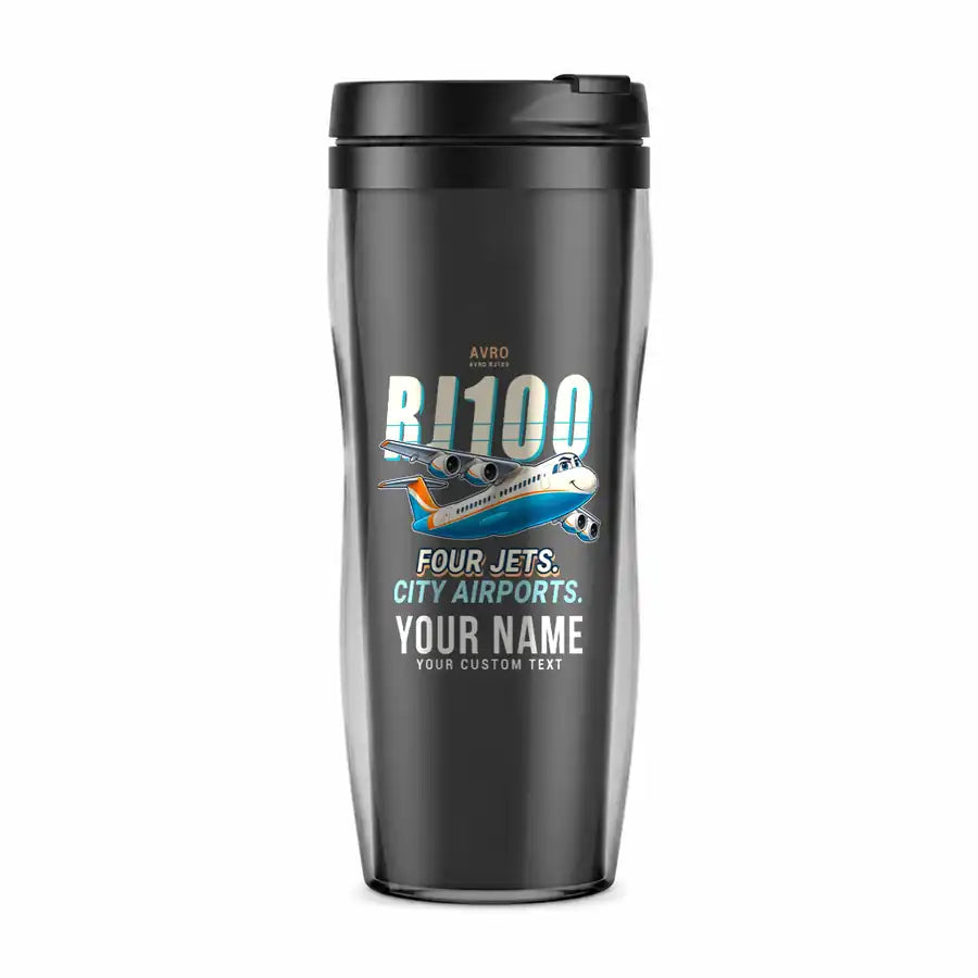 Avro RJ100 - Cartoon + Name - Plastic (No Holder) - Gray
