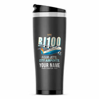 Thumbnail for Avro RJ100 - Cartoon + Name - Stainless Steel (No Holder) - Gray