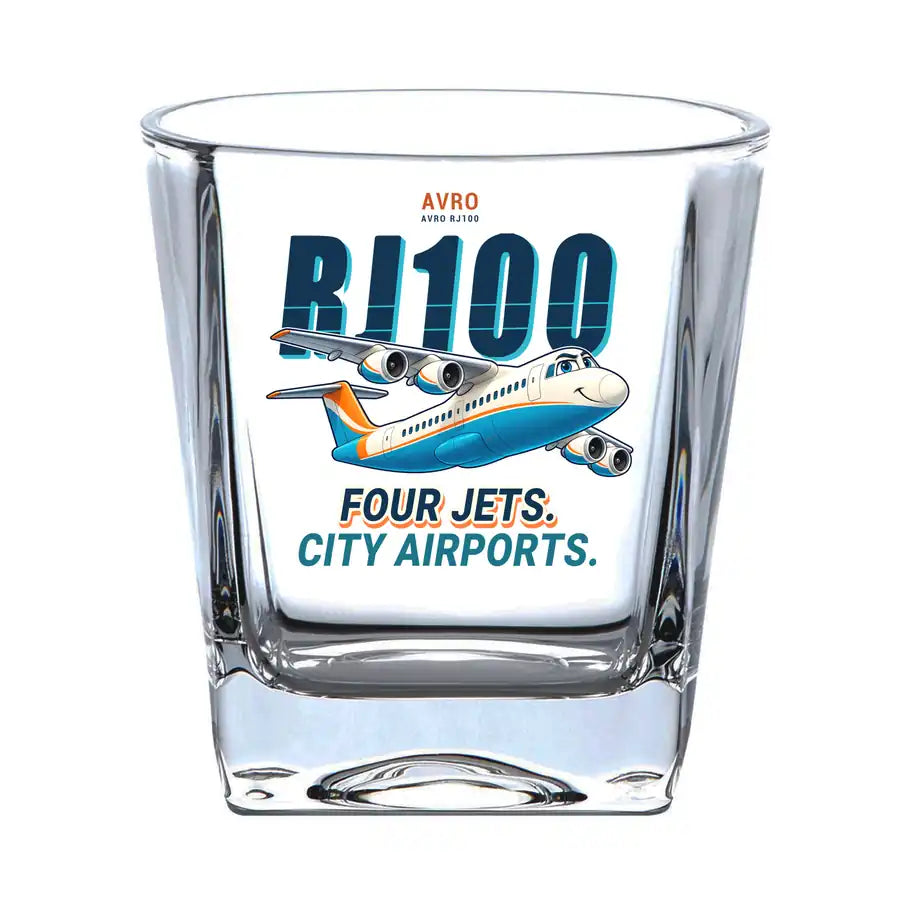 Avro RJ100 - Cartoon - Whiskey Glass