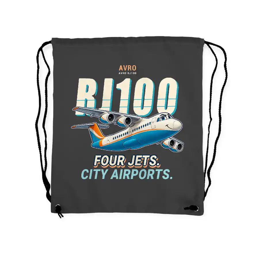 Avro RJ100 - Drawstring Bag - Cartoon - Gray