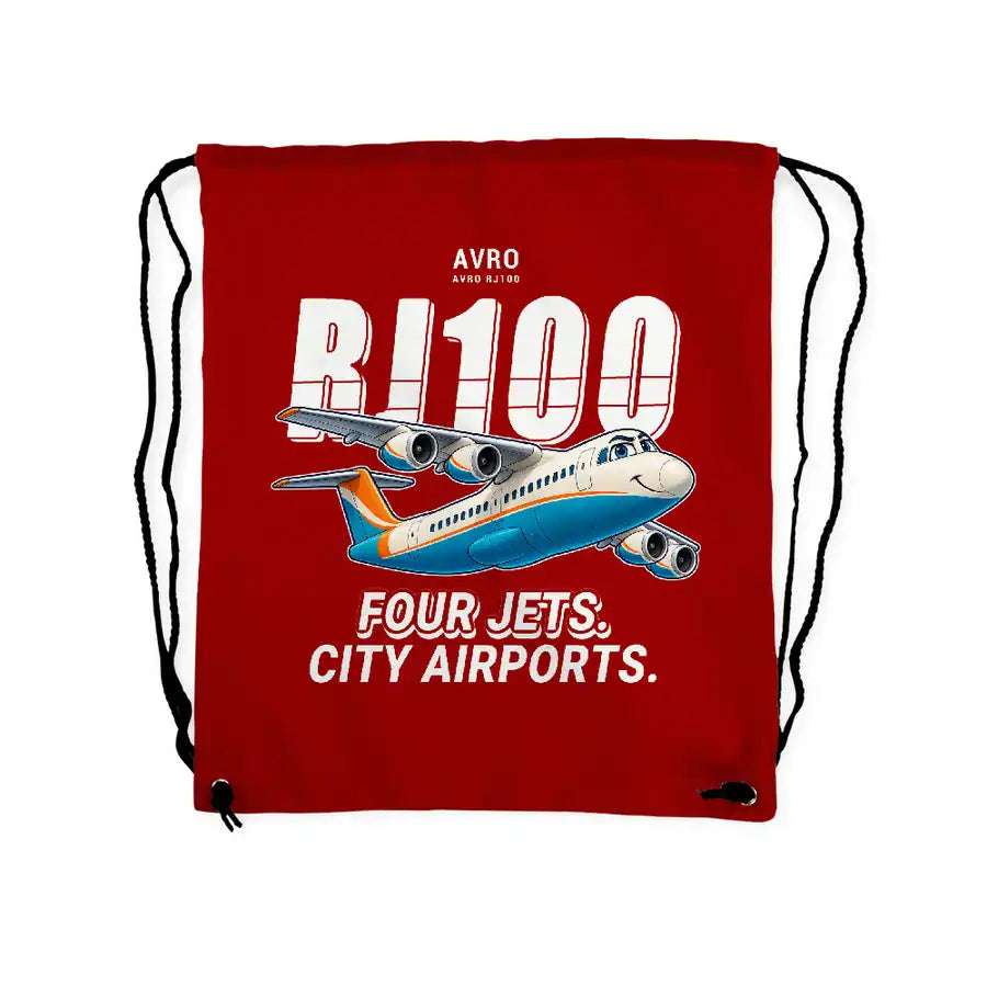 Avro RJ100 - Drawstring Bag - Cartoon - Red