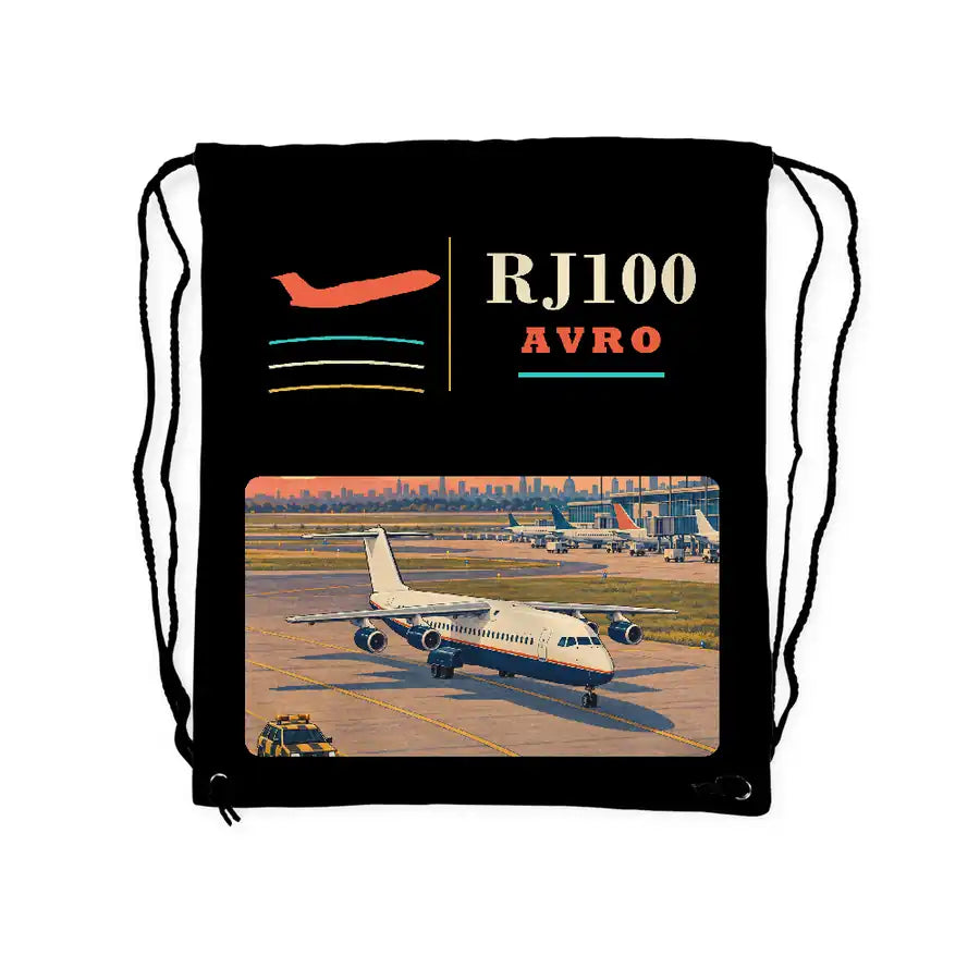 Avro RJ100 - Drawstring Bag - Classic - Black