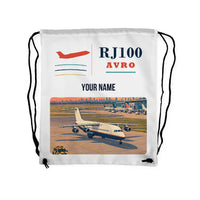 Thumbnail for Avro RJ100 - Drawstring Bag - Classic + Name - White