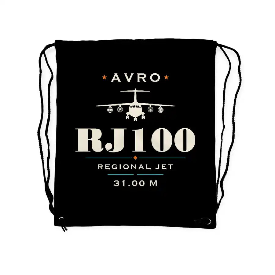 Avro RJ100 - Drawstring Bag - Heritage - Black