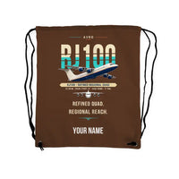 Thumbnail for Avro RJ100 - Drawstring Bag - Original + Name - Brown