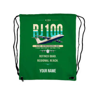 Thumbnail for Avro RJ100 - Drawstring Bag - Original + Name - Green