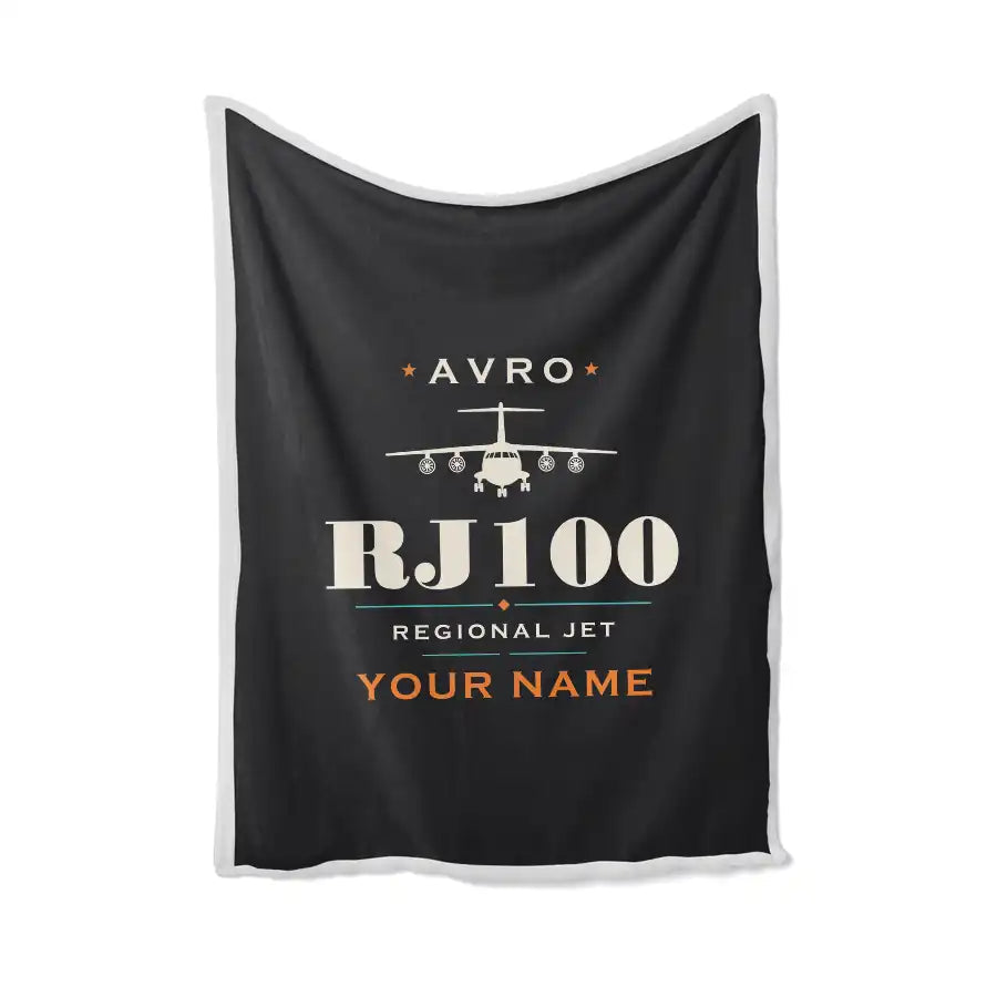 Avro RJ100 - Heritage + Name - Blanket - Black