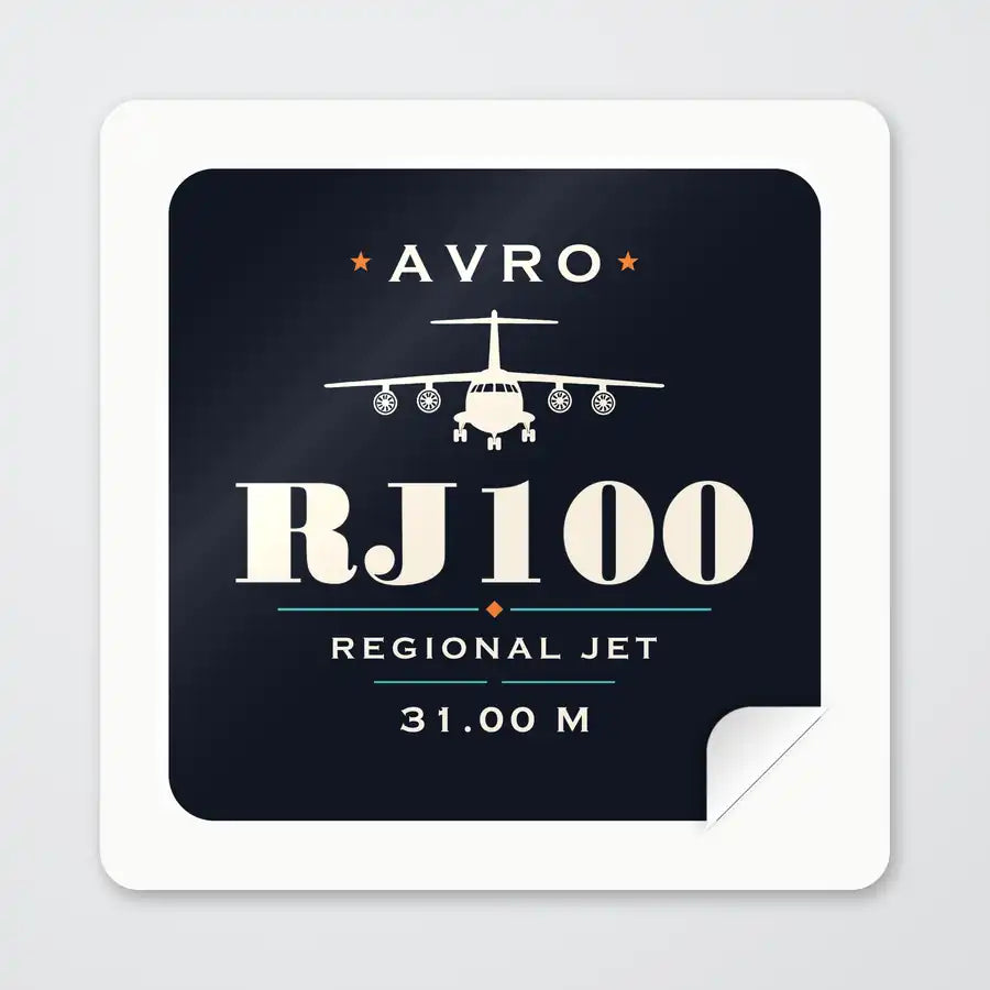 Avro RJ100 - Heritage - Square Sticker - Peel