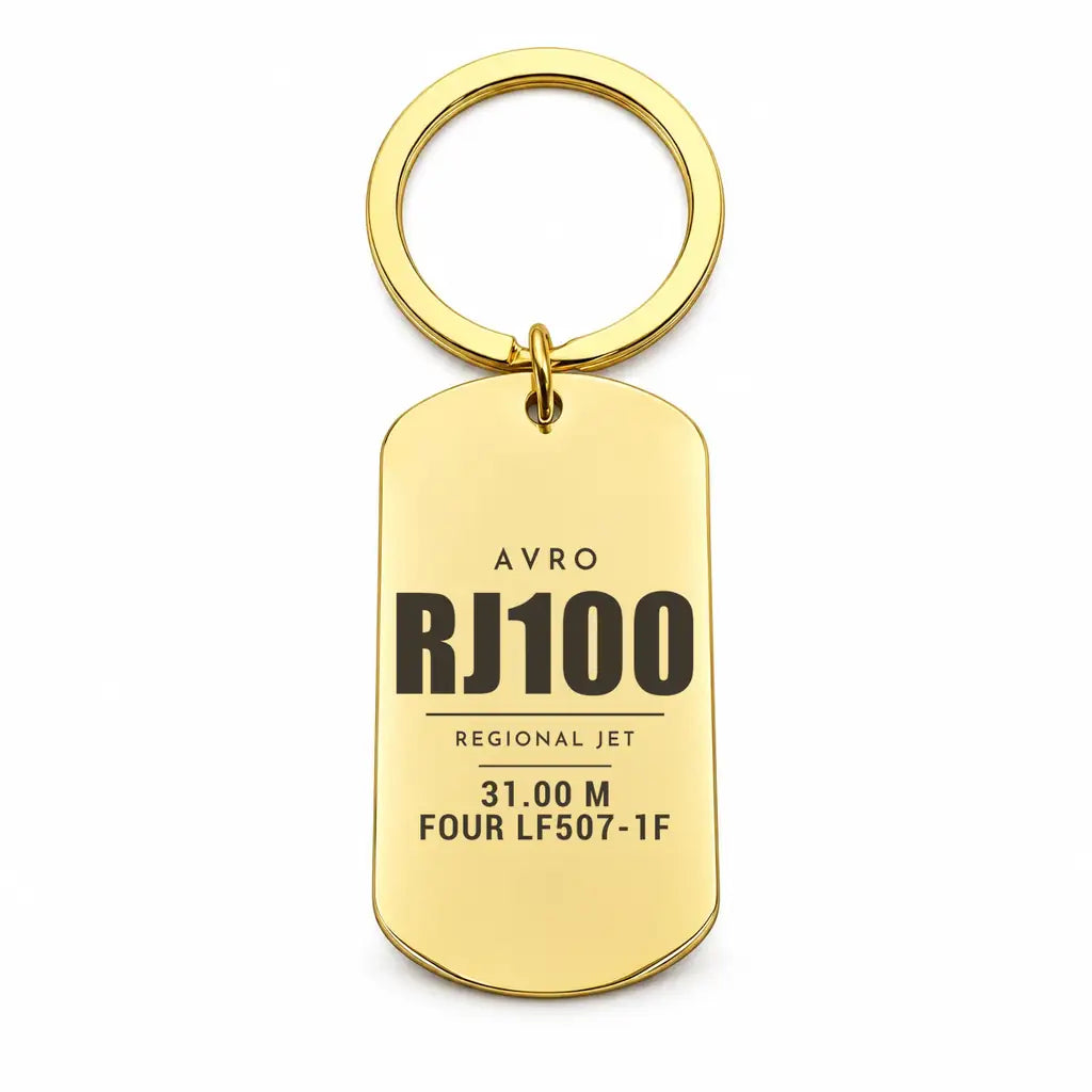 Avro RJ100 - Key Chain - Tag - Gold