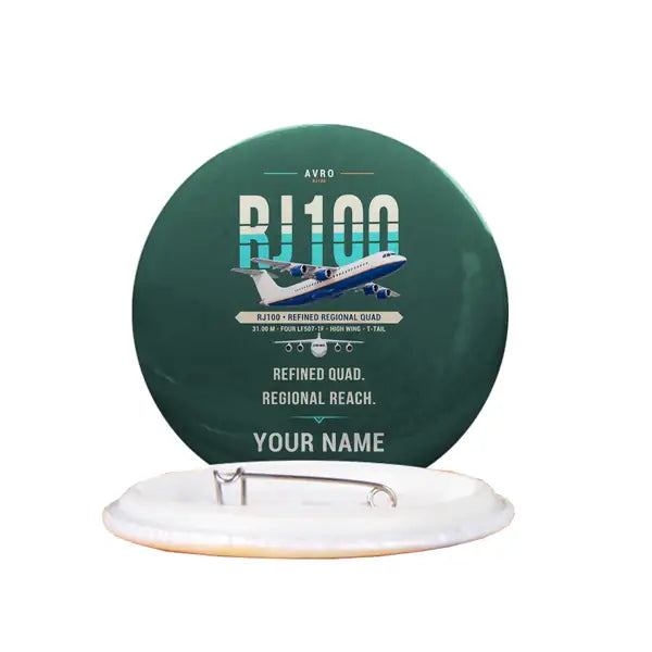 Avro RJ100 - Original + Name - Pin - Dark Green