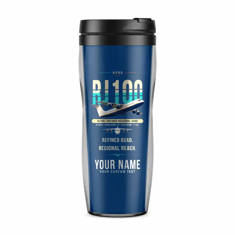 Avro RJ100 - Original + Name - Plastic (No Holder) - Blue