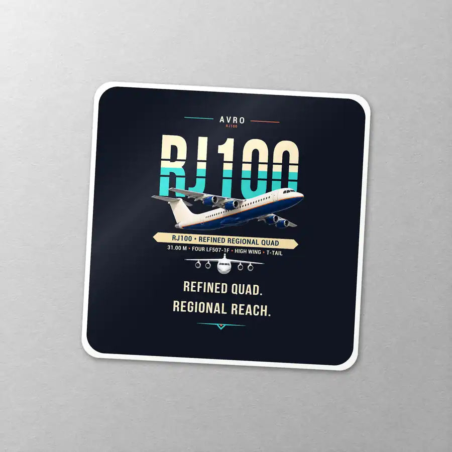 Avro RJ100 - Original - Square Sticker - Close-up