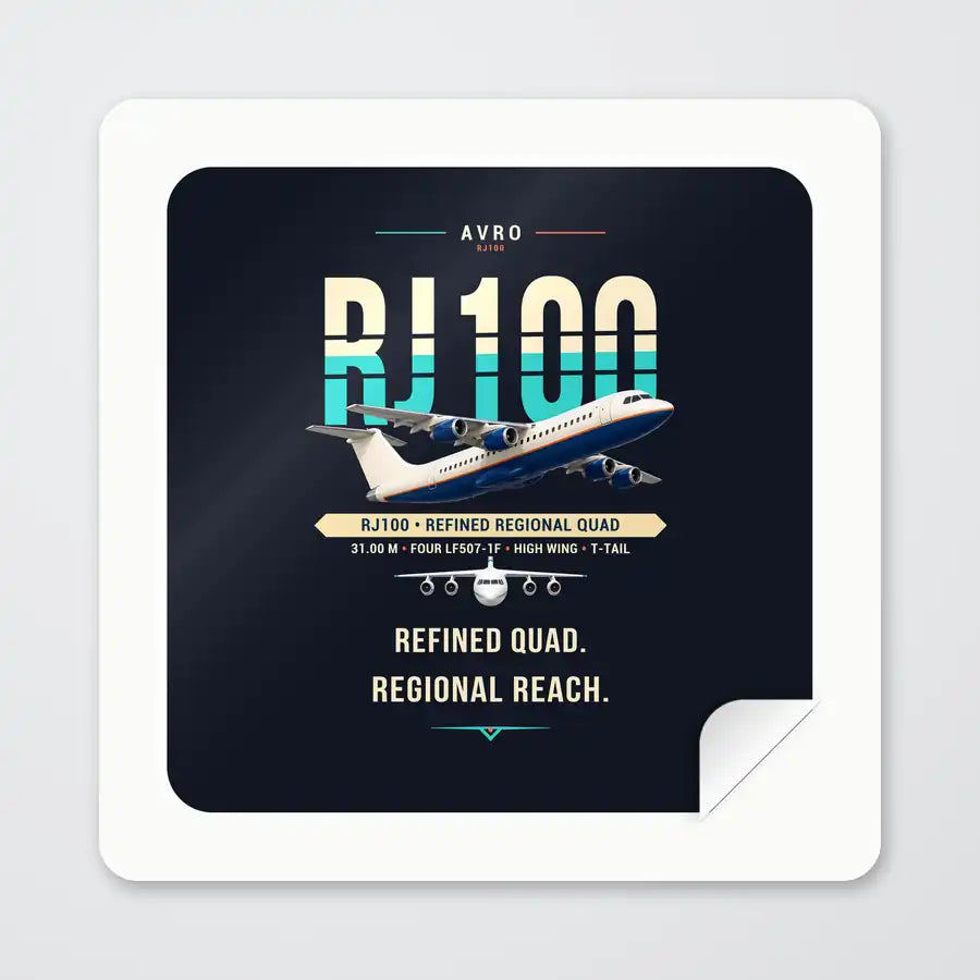 Avro RJ100 - Original - Square Sticker - Peel