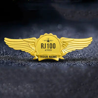 Thumbnail for Avro RJ100 Pilot Wing Badge - Gold + Name