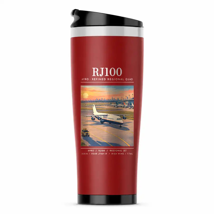 Avro RJ100 - Poster - Stainless Steel (No Holder) - Red