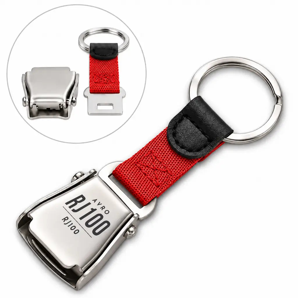 Avro RJ100 - Seat Belt Key Chain - Tag - Red