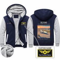 Thumbnail for Avro RJ100 Zipped Sweatshirts - Poster + Name - Navy & Gray