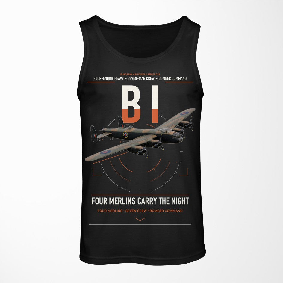 Avro Lancaster B I design on black tank top