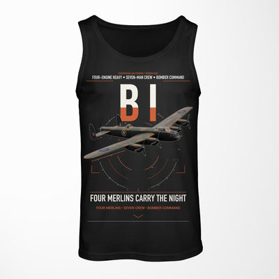 Avro Lancaster B I design on black tank top