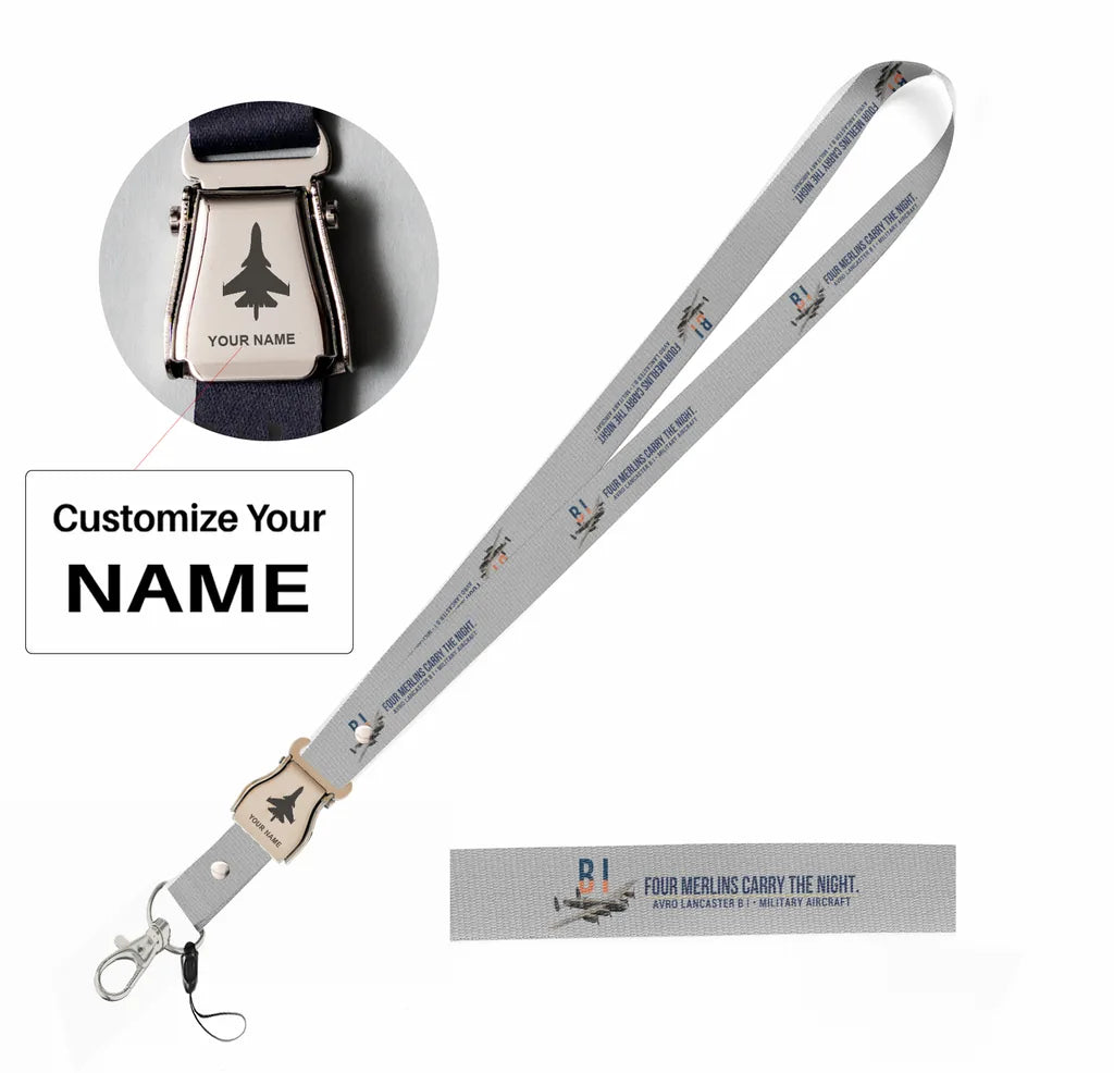 Avro Lancaster B I seat belt lanyard - light gray with name