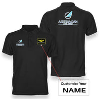 Thumbnail for Azerbaijan Airlines logo on black + name double side polo t shirt