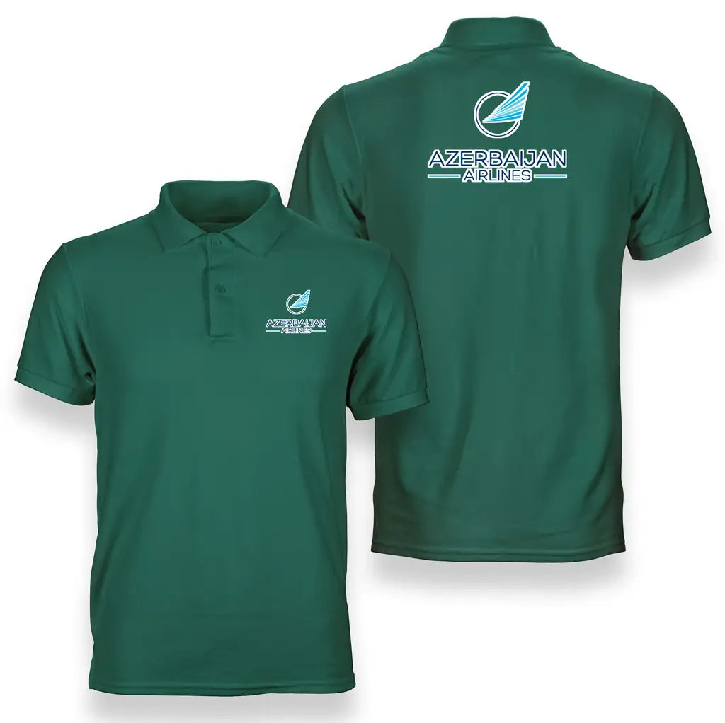Azerbaijan Airlines logo on green double side polo t shirt