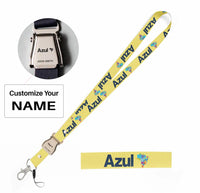 Thumbnail for Azul Airlines seat belt lanyard - yellow with name