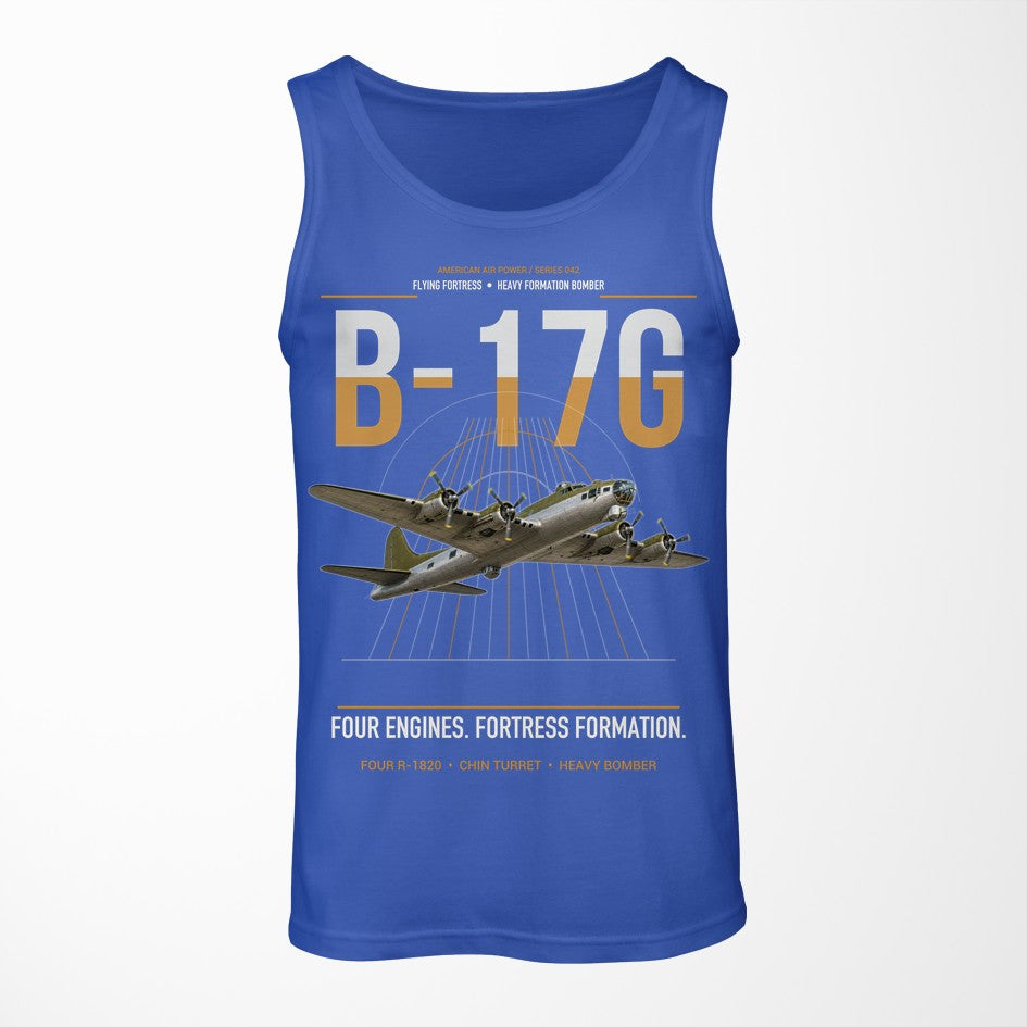 B-17G Flying Fortress design on blue tank top