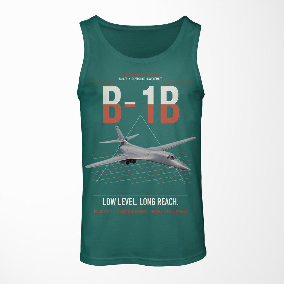 B-1B Lancer design on green tank top
