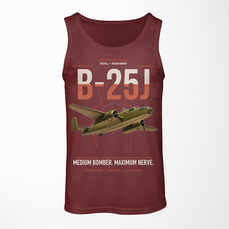 B-25J Mitchell design on dark red tank top