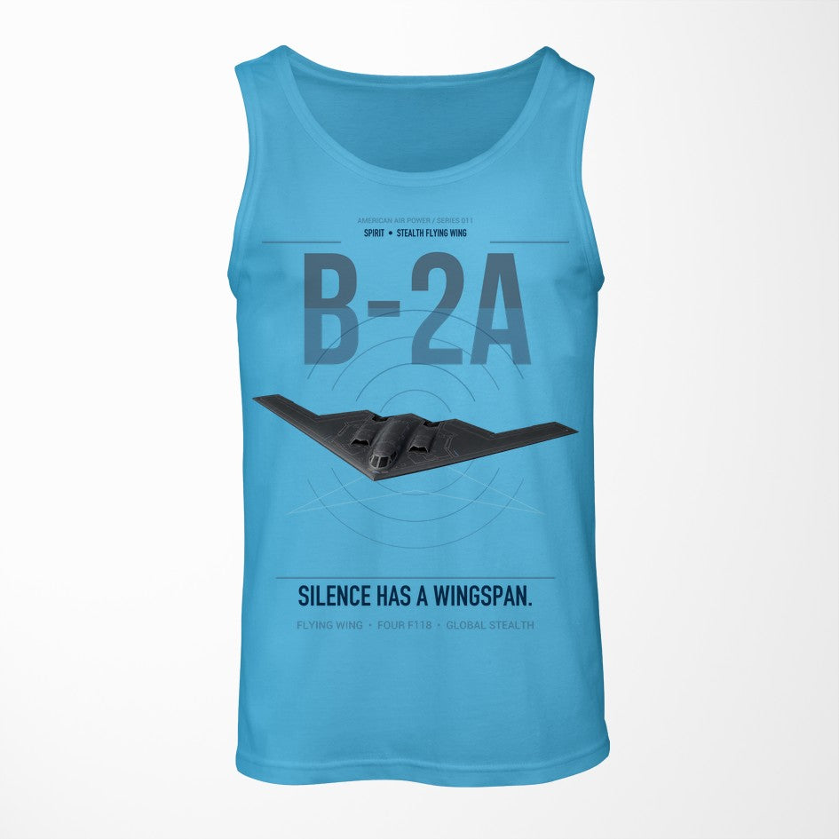 B-2A Spirit design on sky blue tank top