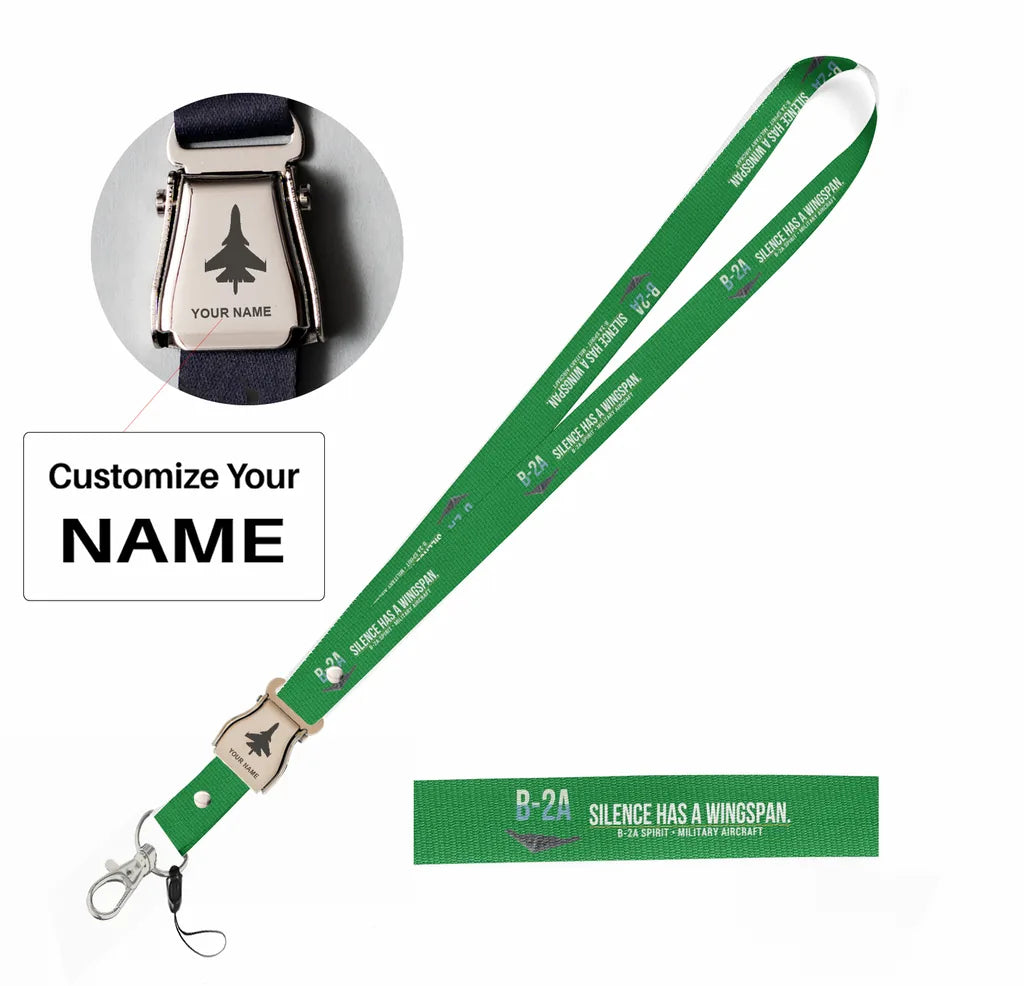 B-2A Spirit seat belt lanyard - green with name