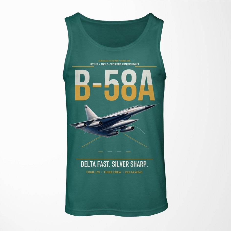 B-58A Hustler design on green tank top