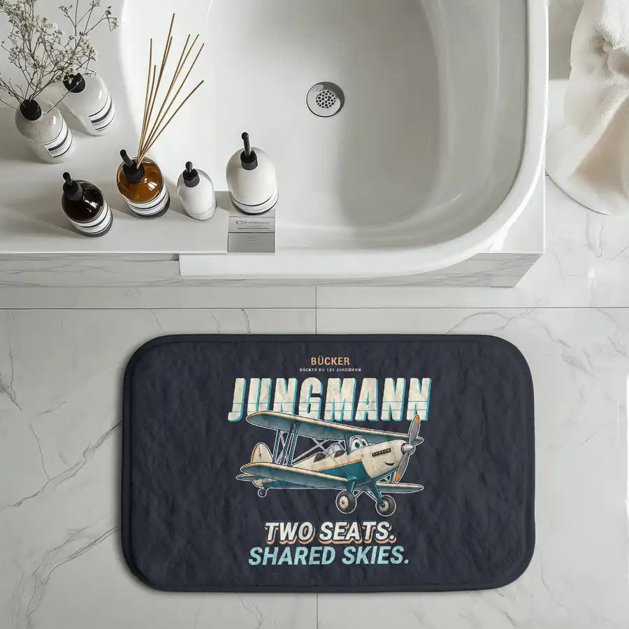 Bücker Bü 131 Jungmann - Cartoon - Bath Mat