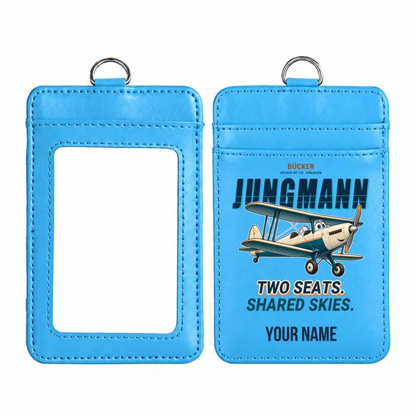Bücker Bü 131 Jungmann - Cartoon - ID Card Holder - Blue + Name