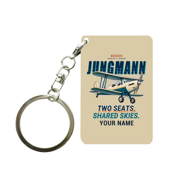Bücker Bü 131 Jungmann - Cartoon + Name - Key Chain - Beige
