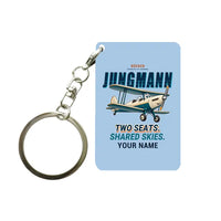 Thumbnail for Bücker Bü 131 Jungmann - Cartoon + Name - Key Chain - Light Blue