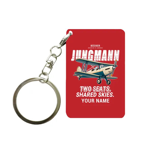 Bücker Bü 131 Jungmann - Cartoon + Name - Key Chain - Red