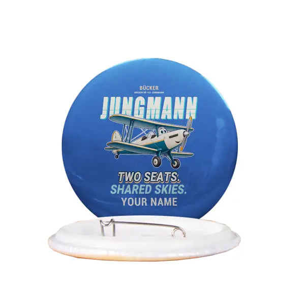 Bücker Bü 131 Jungmann - Cartoon + Name - Pin - Blue