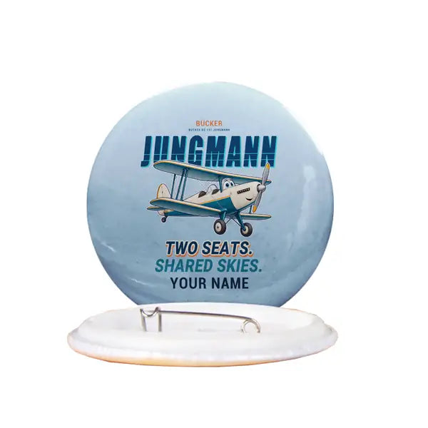 Bücker Bü 131 Jungmann - Cartoon + Name - Pin - Light Blue