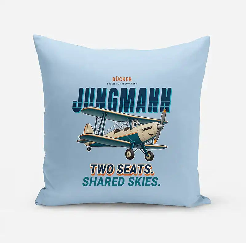 Bücker Bü 131 Jungmann - Cartoon - Pillow - Light Blue