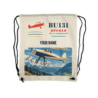 Thumbnail for Bücker Bü 131 Jungmann - Drawstring Bag - Classic + Name - Beige