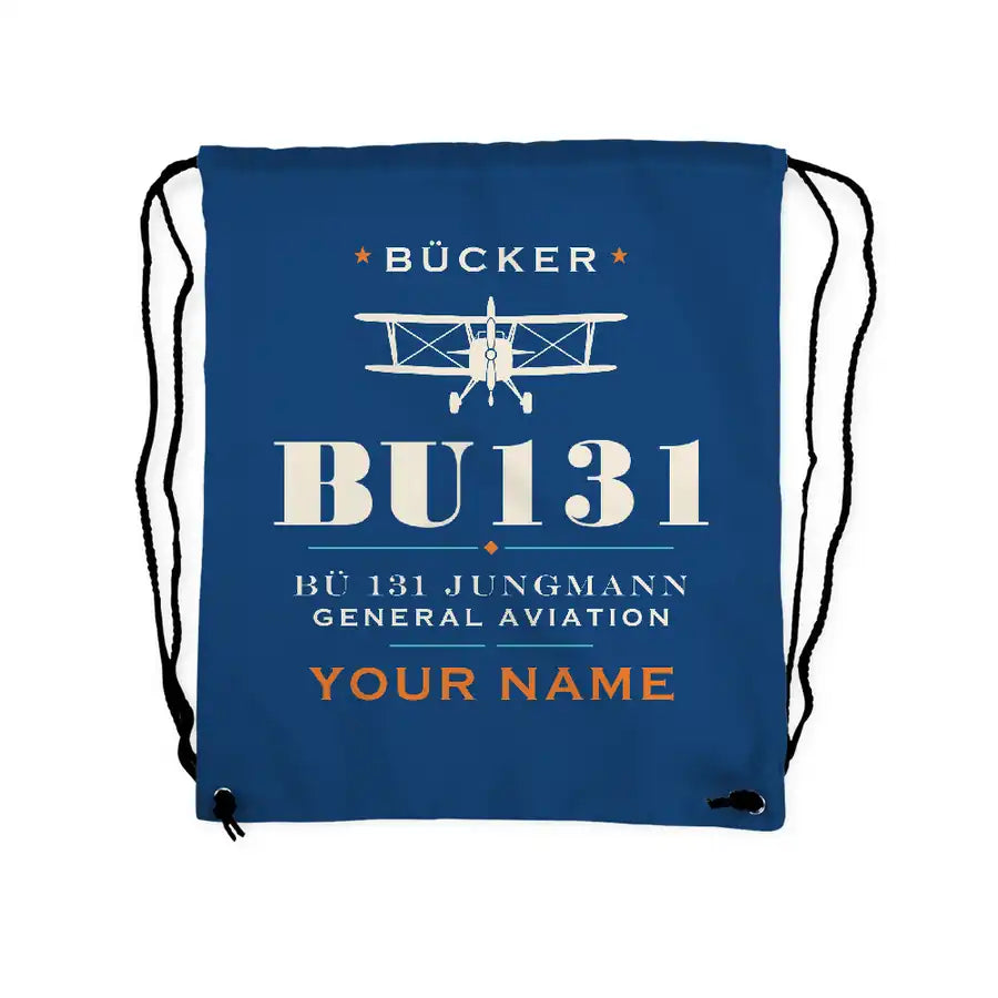 Bücker Bü 131 Jungmann - Drawstring Bag - Heritage + Name - Blue