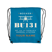 Thumbnail for Bücker Bü 131 Jungmann - Drawstring Bag - Heritage + Name - Light Blue
