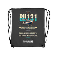 Thumbnail for Bücker Bü 131 Jungmann - Drawstring Bag - Original + Name - Gray