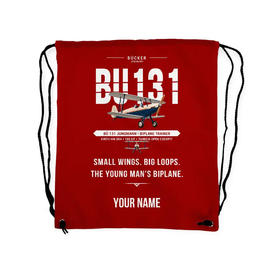 Bücker Bü 131 Jungmann - Drawstring Bag - Original + Name - Red