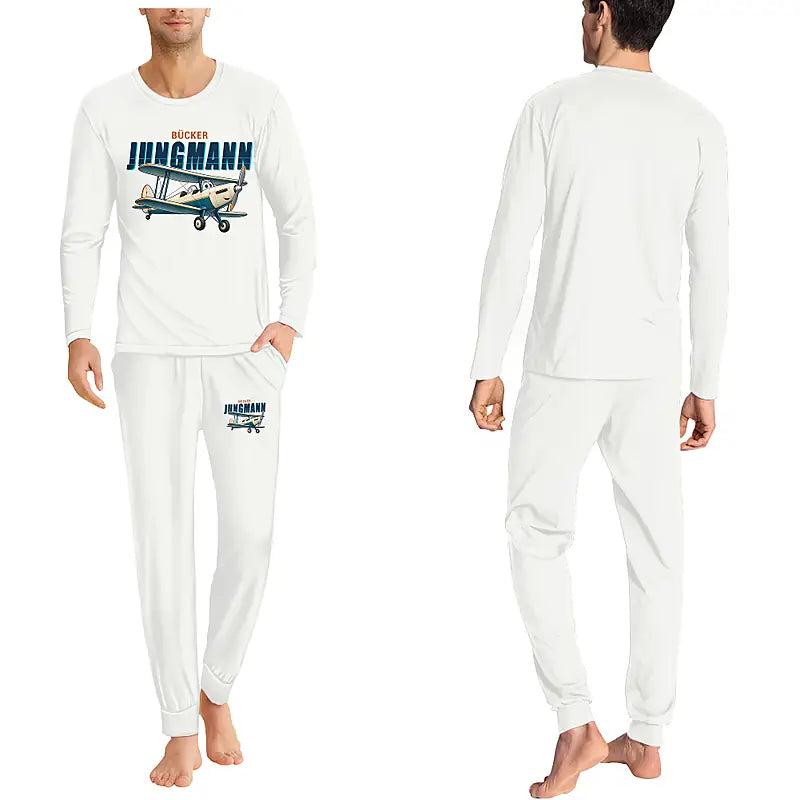 Bücker Bü 131 Jungmann - Men Pajamas - Cartoon Chest - White