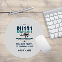 Thumbnail for Bücker Bü 131 Jungmann - Original + Name - Round Mouse Pad - Light Gray