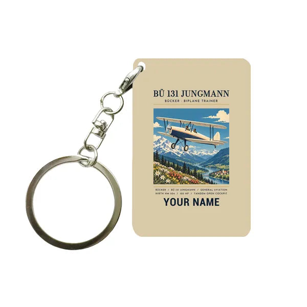 Bücker Bü 131 Jungmann - Poster + Name - Key Chain - Beige